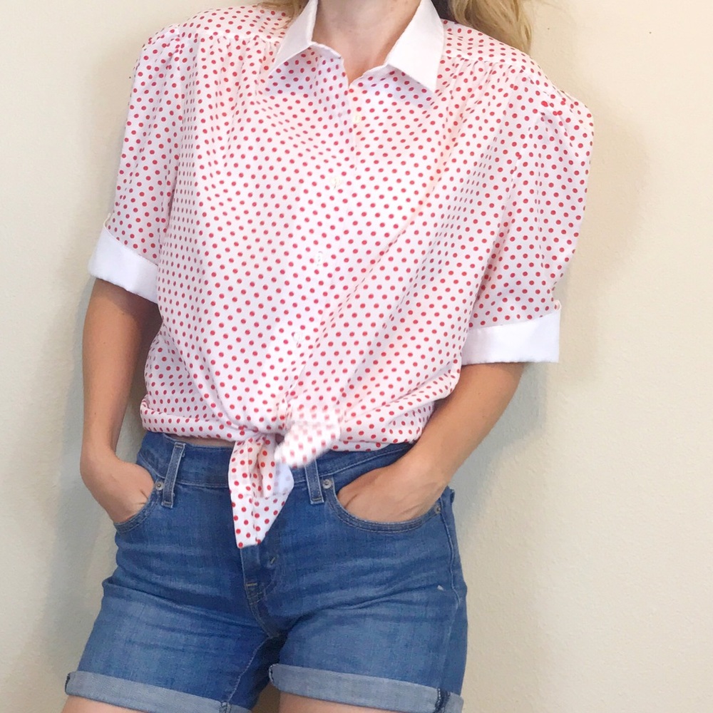 Vintage Lady Manhattan Red Polka Dot Top M…